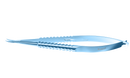 080R 8-040T Barraquer Needle Holder, 12.00 mm Fine Jaws, Curved, with Lock, Medium Size, Length 115 mm, Titanium