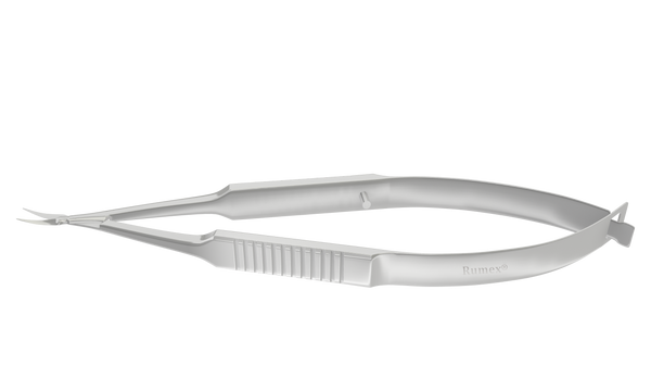 016R 11-052S Vannas Capsulotomy Scissors, Curved, Sharp Tips, 6.00 mm Blades, Flat Handle, Length 84 mm, Stainless Steel
