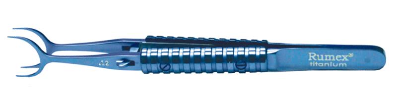 493R 4-08011T Nevyas-Wallace Fixation Forceps, 0.12 mm, 1x2 Teeth, Straight, Round Handle, Length 105 mm, Titanium