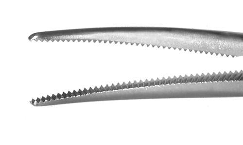 256R 4-121S Hartman Hemostatic Mosquito Forceps, Curved, Serrated Jaws, Length 90 mm, Ring Handle, Stainless Steel