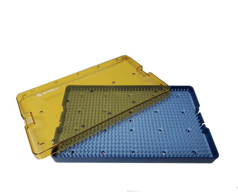 022R 18-304 Plastic Sterilizing Tray with Silicone Finger Mat, Extra Large, 254×152×19 mm, 10×6×0.75″