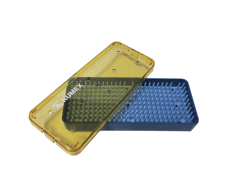 313R 18-308 Plastic Sterilizing Tray with Silicone Finger Mat, Long, 190.5×63.5×19 mm, 7.5×2.5×0.75″