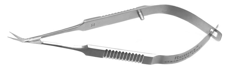 338R 11-054S Vannas Capsulotomy Scissors, Angled, Sharp Tips, 6.00 mm Blades, Flat Handle, Length 81 mm, Stainless Steel