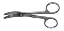 452R 11-090S Curved Enucleation Scissors, Blunt Tips, 38 mm Blades from Midscrew to Tip, Ring Handle, Length 128 mm, Stainless Steel