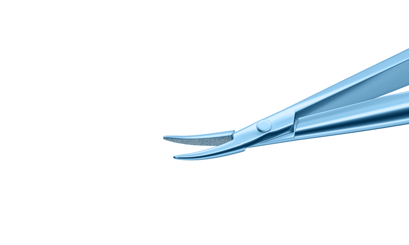 226R 8-070T Barraquer Needle Holder, 12.00 mm Fine Jaws, Curved, with Lock, Long Size, Length 125 mm, Titanium